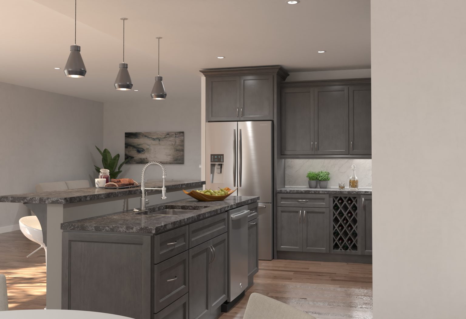 Stained Gray Kitchen Cabinets | Shaker Cabinets | RTA Cabinets