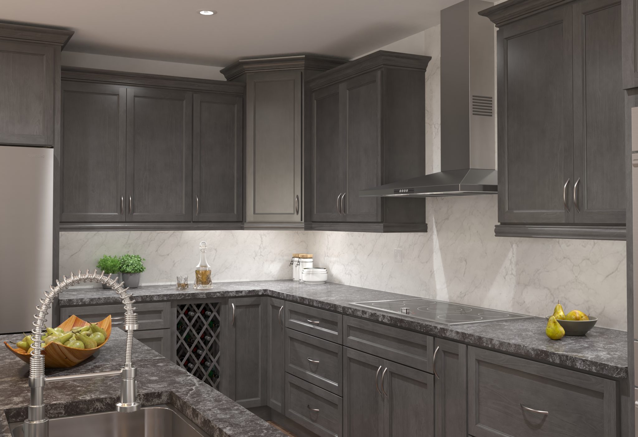 Stained Gray Kitchen Cabinets Shaker Cabinets RTA Cabinets   Select Graphite Kitchen A5 2048x1402 